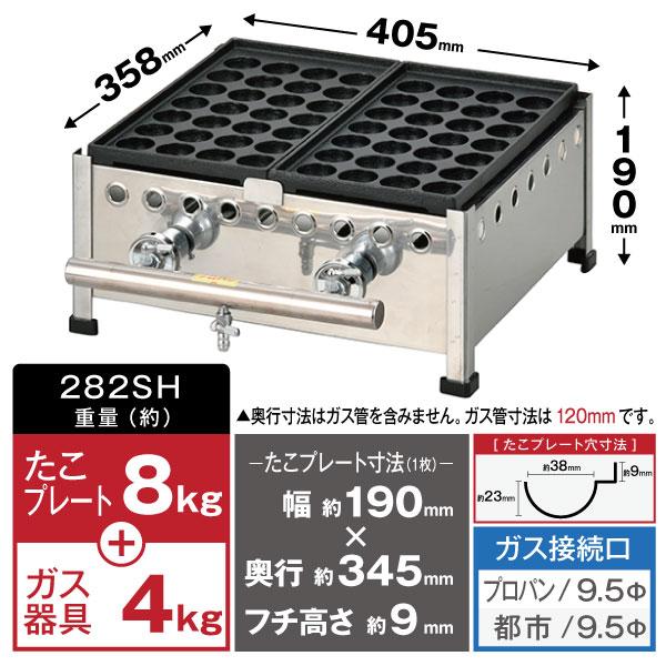 IKK　たこ焼き器　2022　プロパン用　282SH 新製品☆IKK たこ焼き器 28穴×2連 鉄鋳物 フチ高 282SH☆代引・送料