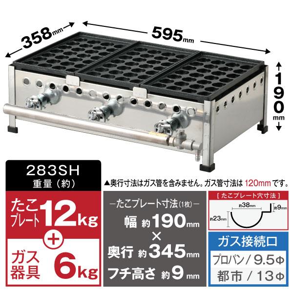 新製品☆IKK たこ焼き器 28穴×3連 鉄鋳物 フチ高 283SH☆代引・送料 
