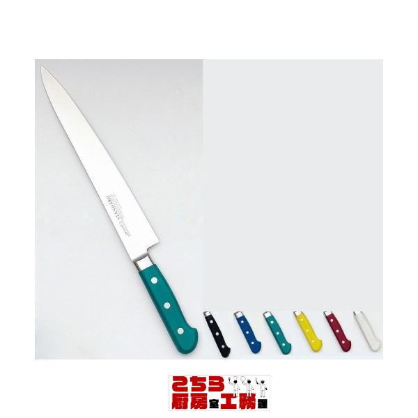 堺打刃物 森本光一作 刺身 切付 青ニ鋼 墨流し 尺 黒檀八角白水牛柄 堺