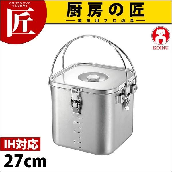 KO 19-0ステンレス鋼 IH相応う 角型滋養物供給缶(目盛付) 27糎 17.5L (N)（takumi）