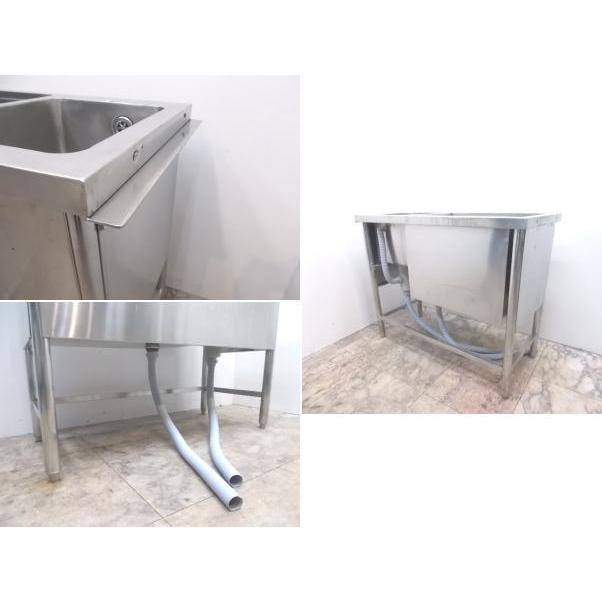 中古厨房 ステンレス アイスビン付1槽シンク 975×450×800 流し台 