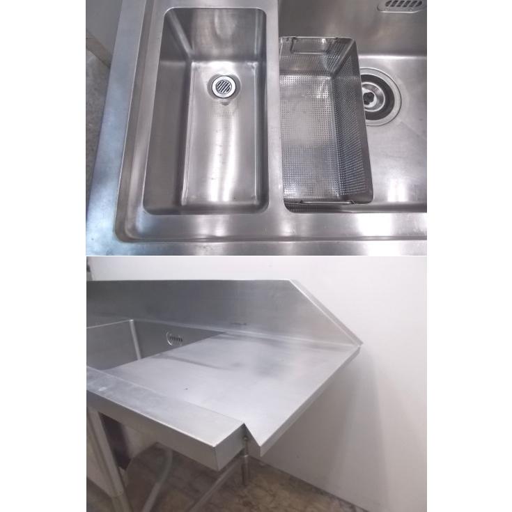 中古厨房 ステンレス ダスト付2槽ソイルドテーブル 2005×650×780 中古厨房 ステンレス ダスト付2槽ソイルドテーブル 2005×650×780