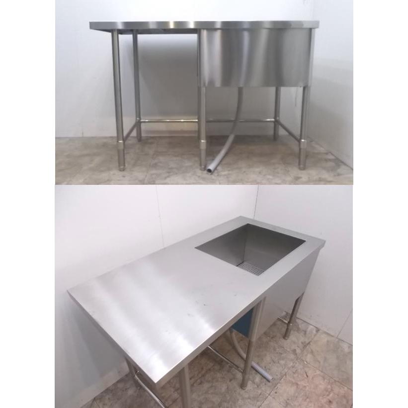中古厨房 ステンレス アイスビン付サーバー台 1200×600×850 中古厨房 ステンレス アイスビン付サーバー台 1200×600×850