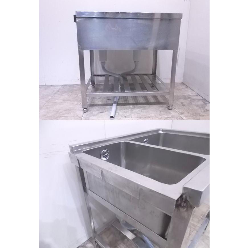 中古厨房 ステンレス 2槽ソイルドテーブル 825×600×800 食洗用流し台 