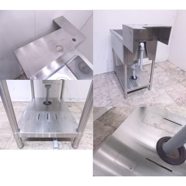 一層式調理スペース付き中古シンク 中古厨房 ステンレス BG付1槽シンク 450×950×850 業務用1層流し台