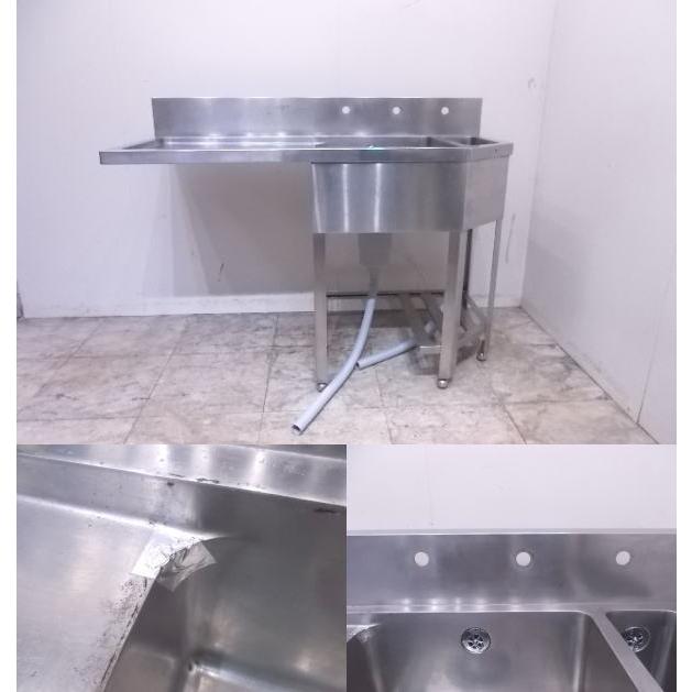中古厨房 ステンレス ダスト槽水切台付1槽シンク 1300×600×850 中古厨房 ステンレス ダスト槽水切台付1槽シンク 1300×600×850