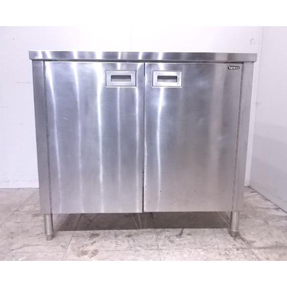中古厨房 タニコー ステンレス扉付三方枠作業台 935×650×850 中古厨房 タニコー ステンレス扉付三方枠作業台 935×650×850