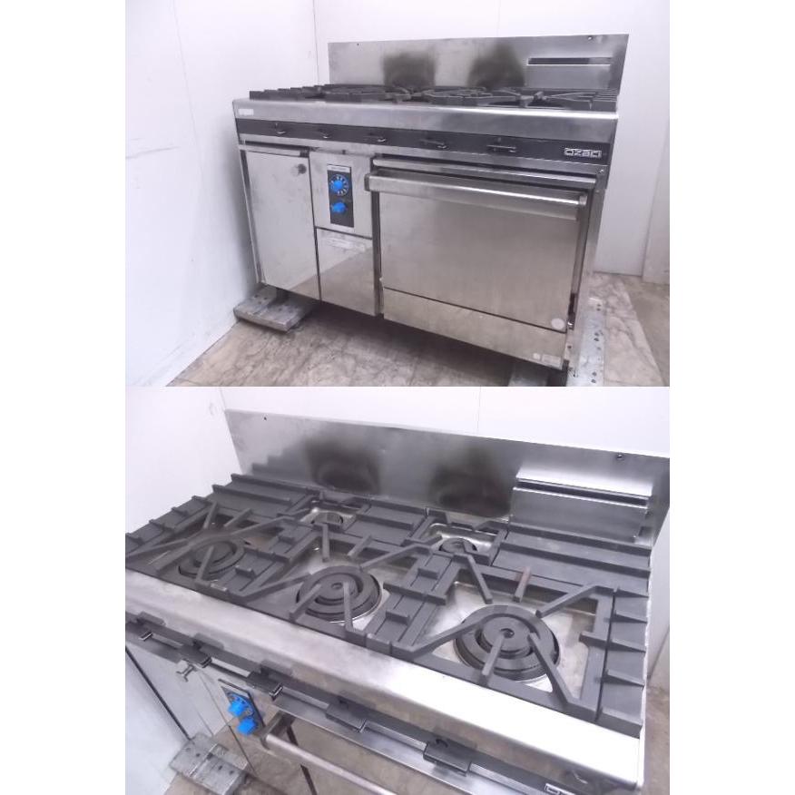 中古厨房 オザキ 都市ガス 5口ガスレンジ OZM-120R オーブン付き 中古厨房 オザキ 都市ガス 5口ガスレンジ OZM-120R オーブン付き