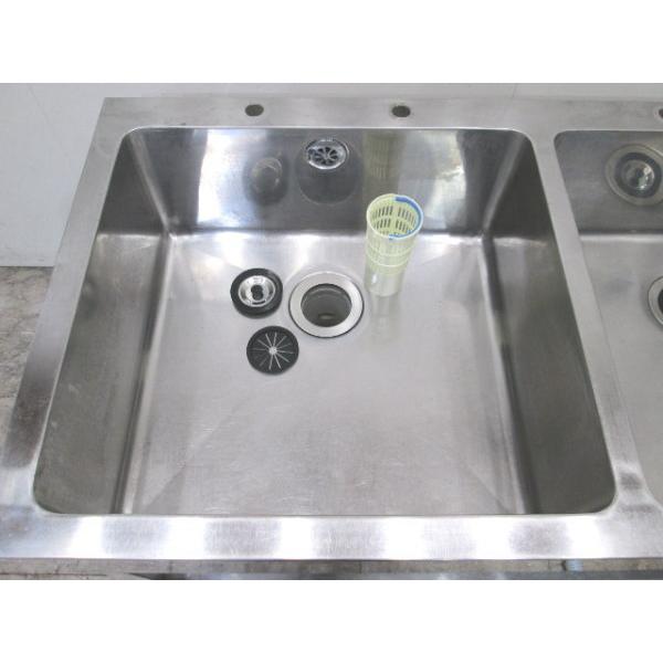 中古厨房 ステンレス 2槽シンク 1200×600×750 業務用2層流し台 