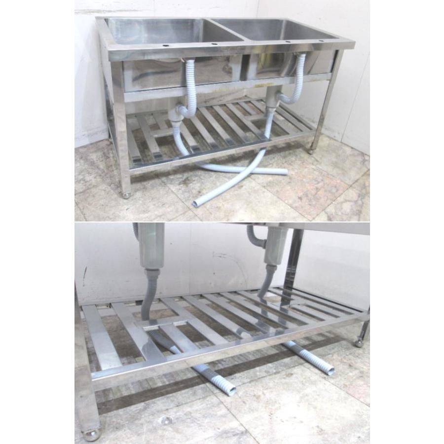 中古厨房 ステンレス 2槽シンク 1200×600×750 業務用2層流し台