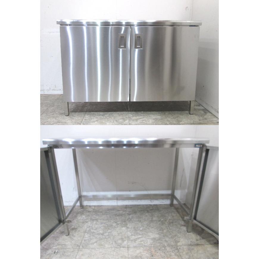 中古厨房 ステンレス 扉付三方枠作業台 1200×600×850 業務用 中古厨房 ステンレス 扉付三方枠作業台 1200×600×850 業務用