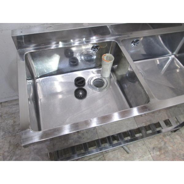 ステンレス BG付2槽シンク 1200×600×800業務用2層流し台 中古厨房