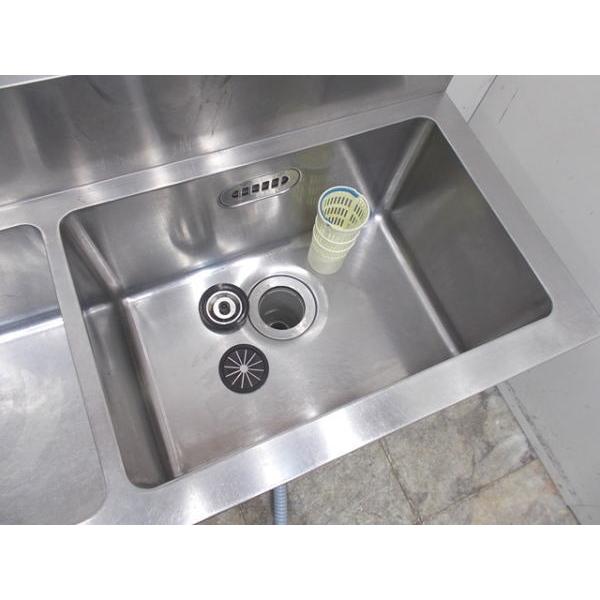 ステンレス BG付2槽シンク 1350×450×800 業務用2槽流し台 中古 ステンレス BG付2槽シンク 1350×450×800 業務用2槽流し台 中古