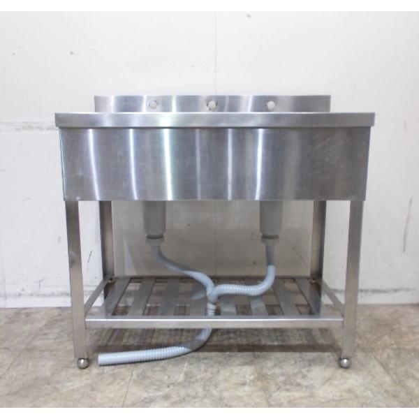 ステンレス BG付2槽シンク 900×500×800 業務用2層流し台 中古 ステンレス BG付2槽シンク 900×500×800 業務用2層流し台 中古