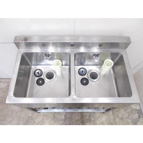 ステンレス BG付2槽シンク 900×500×800 業務用2層流し台 中古 ステンレス BG付2槽シンク 900×500×800 業務用2層流し台 中古