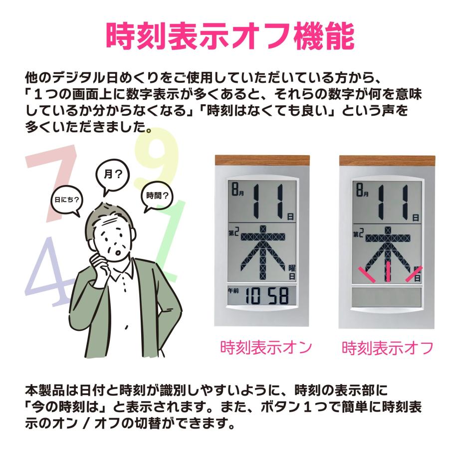 [在庫あり] ADESSO (アデッソ) デジタル日めくり電波時計 HM-704　大きなサイズ曜日表示 | アデッソ | 03