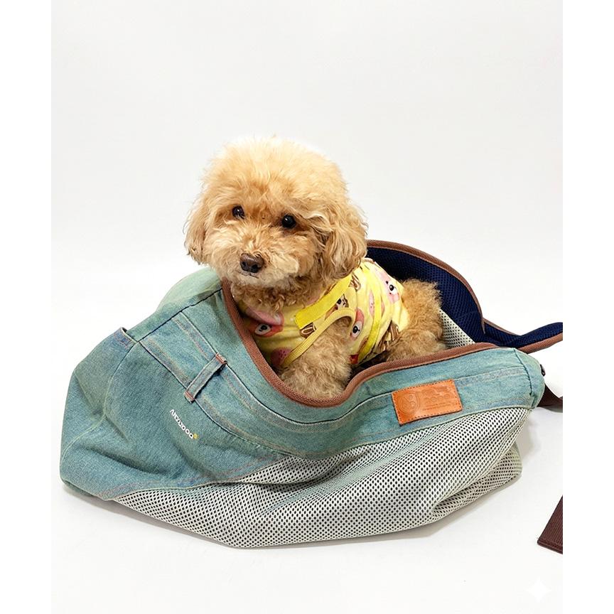 春夏用 メッシュ＆デニムスリング Mサイズ ドッグスリング 小型犬 犬