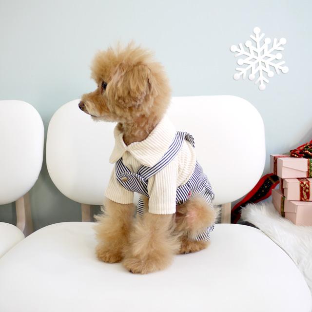 【新品 まとめ売り50枚】犬服 XS〜XXLサイズ混合 ワンピース サロペット ANZUDOG（あんずドッグ） ヒッコリー サロペット カバーオール