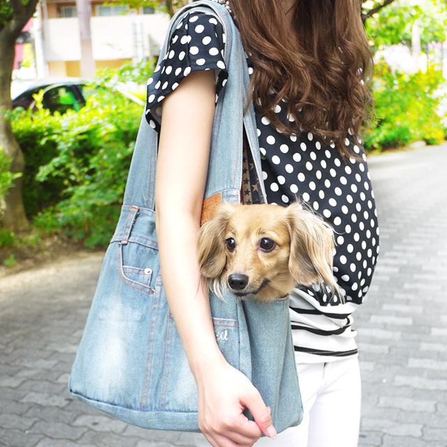 closet クローゼット デニム斜め掛けキャリーバッグ 一部予約受付中】【メッシュ蓋、厚板+クッション付 】犬 キャリー