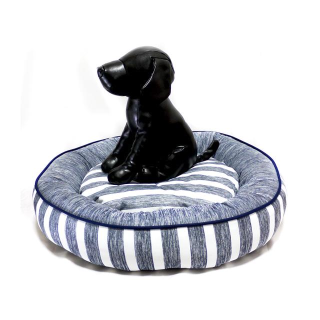 接触冷感 ボーダーラウンドベッド M 犬猫 ペット用品 春夏 : ANZUDOG
