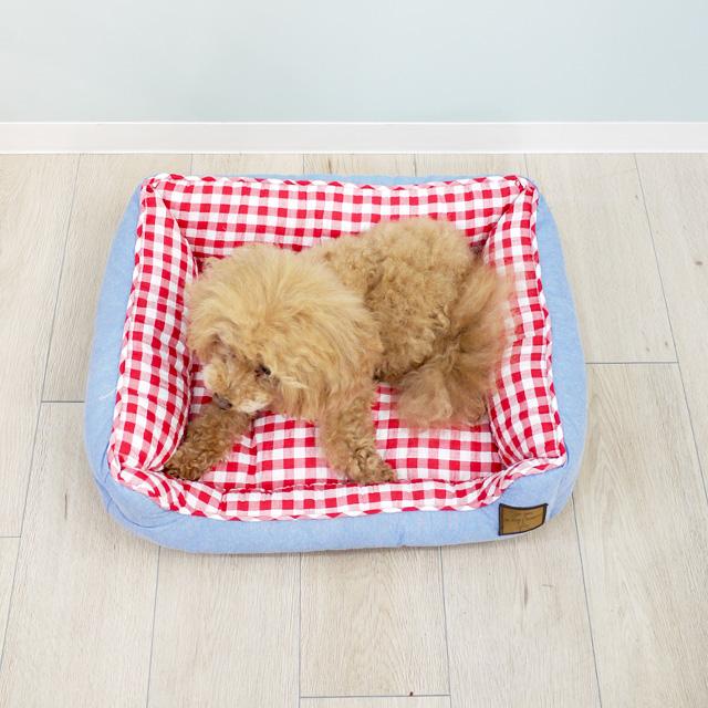 tassuタッス スクエアベッド ギンガムチェック M 犬猫 ペット