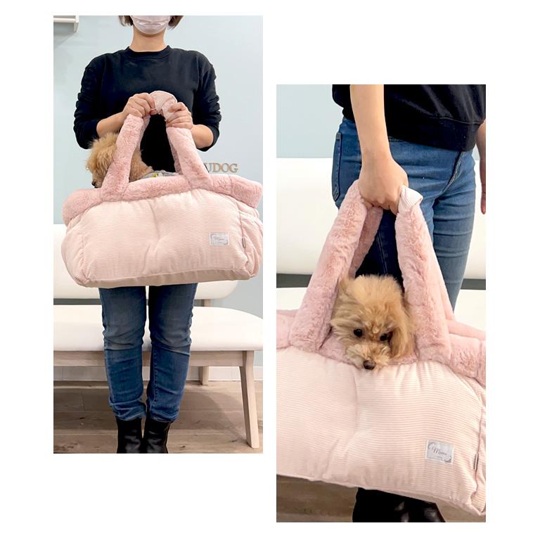 tassu タッス コーデュロイ ファー キャリーバッグ ベッド 犬猫