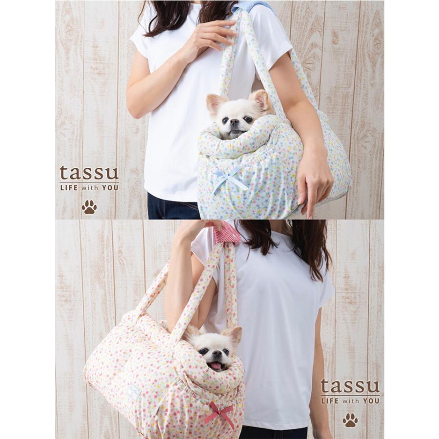 tassu フラワーチェック キャリーバッグ ベッド 犬 猫 メッシュカバー