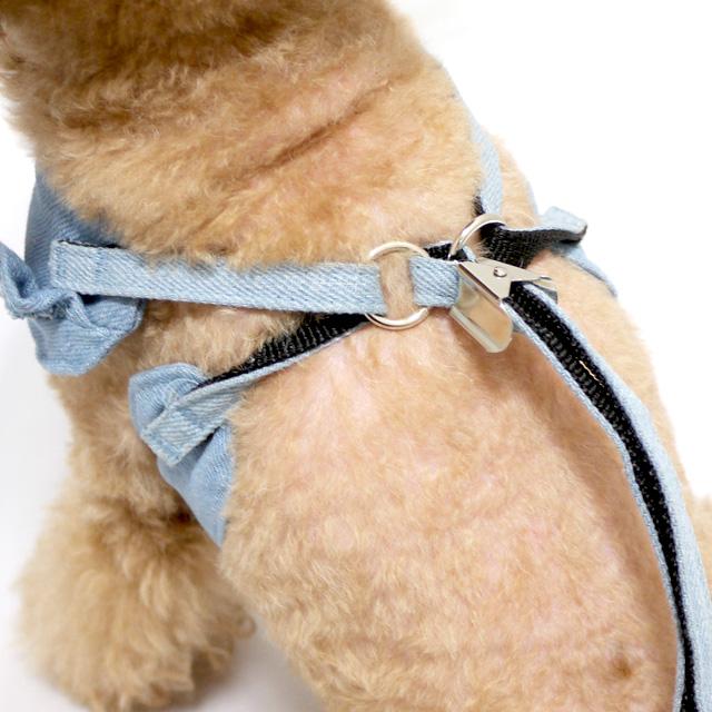 花刺繍 デニムハーネス お散歩 小型犬 犬服 かわいい ペット : ANZUDOG