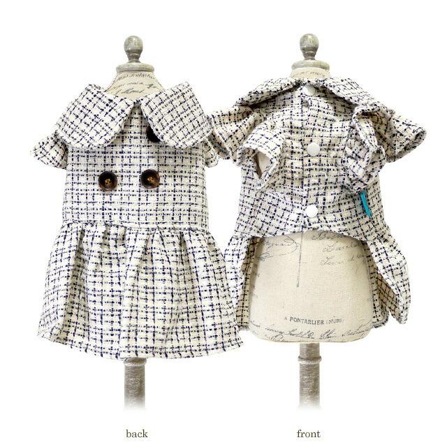 丸襟ツイードワンピースドッグウエア 小型犬 あんずドッグ 犬服