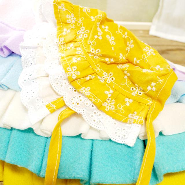 花刺繍コットンレースボンネット ドッグウエア 犬服 小型犬 猫