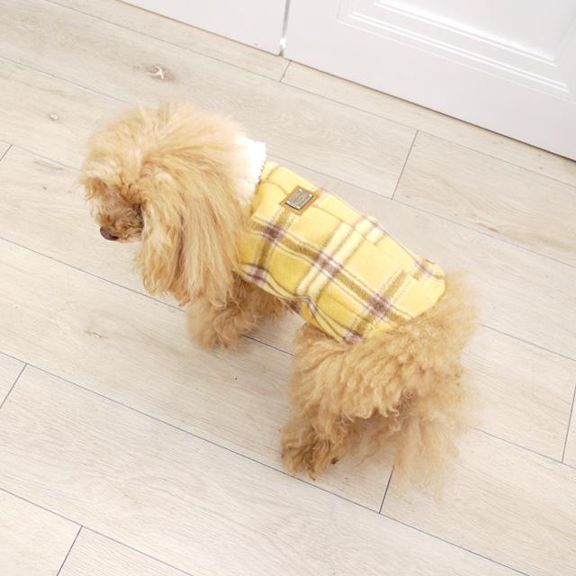ボア襟付き タータンチェック柄コート ドッグウエア 犬服 かわいい 
