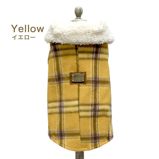 ボア襟付き タータンチェック柄コート ドッグウエア 犬服 かわいい