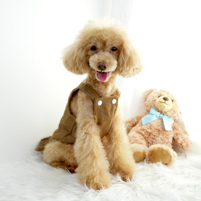 くまワッペン コーデュロイ サロペットスカート ドッグウエア 小型犬