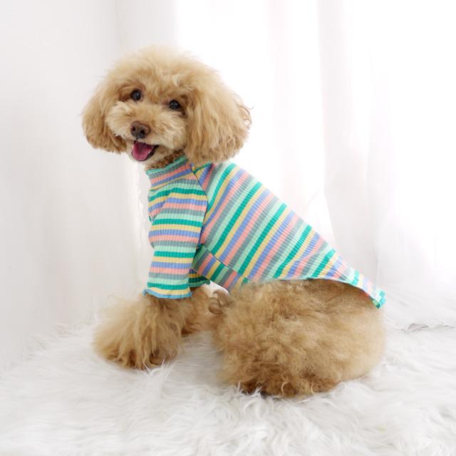 マルチボーダー ボトルネックカットソー ドッグウエア 小型犬 犬服