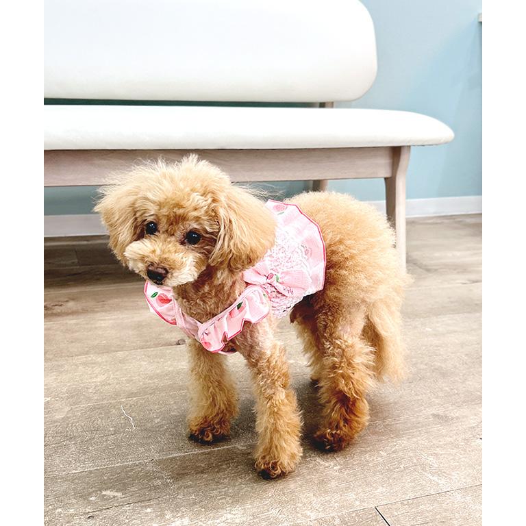 ピーチ柄シャーリングフリルキャミ ドッグウェア 犬服 小型犬 ペット