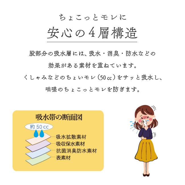 尿漏れ 尿モレ ショーツ レディース 女性用 軽失禁 S M L LL 失禁パンツ腰レース50ｃｃ |  | 03