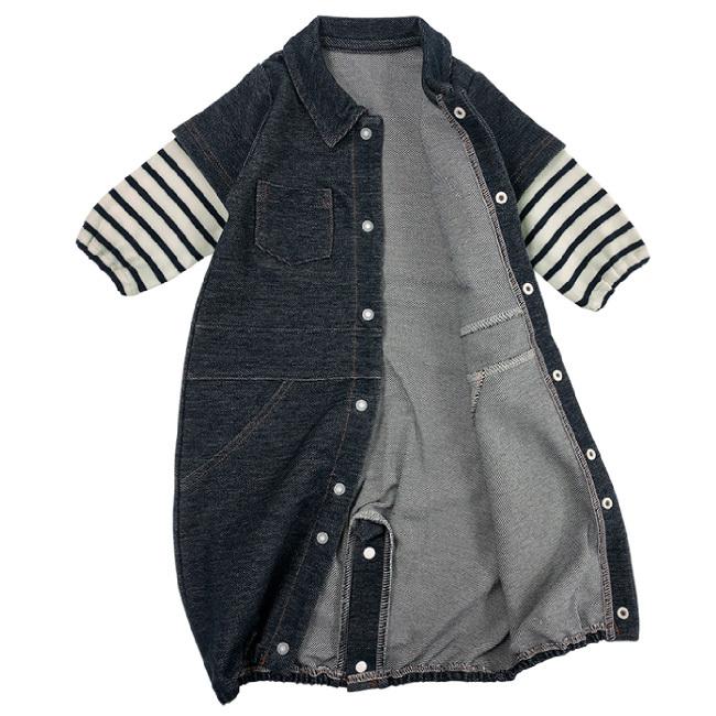 ベビー服 赤ちゃん 服 ベビー ツーウェイオール 新生児 ドレス 男の子 出産祝い ギフト 50 60cm デニムニット新生児ツーウェイオール P5017 Chuckle 通販 Yahoo ショッピング