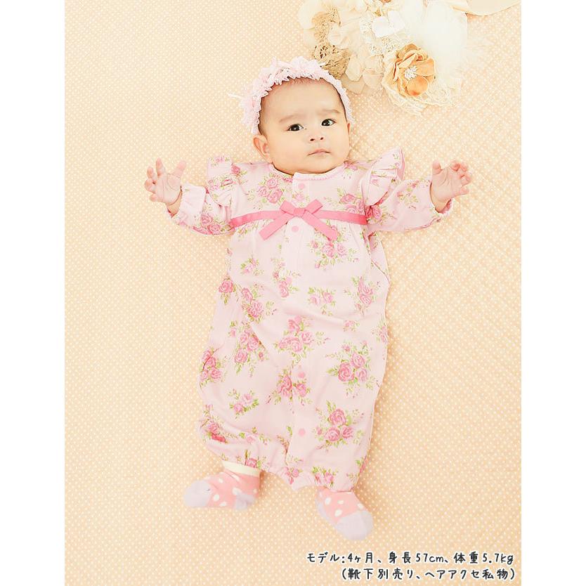 ベビー服 赤ちゃん 服 ベビー ツーウェイオール 女の子 新生児 スウィートガール ローズお花柄新生児ツーウェイオール P5231e Chuckle 通販 Yahoo ショッピング