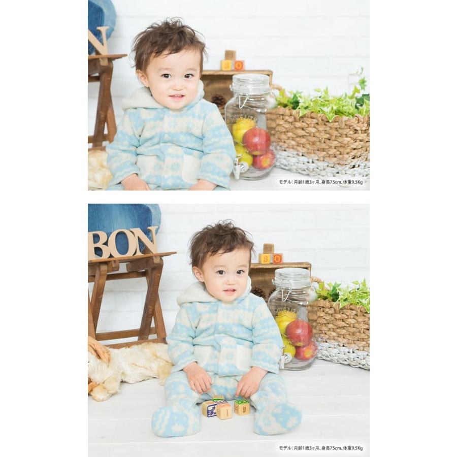 ベビー服 赤ちゃん 服 ベビー 超目玉 カバーオール 男の子 50 出産祝い 70 北欧風プリントフリースフード付きバギーオール 60 女の子