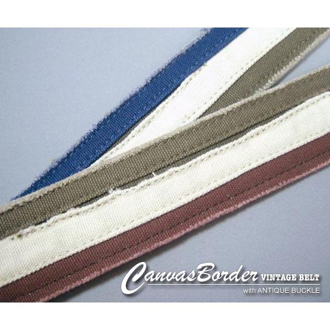 《半額SALE》ベルト メンズ レディース 男女兼用 カジュアル ユーズド風 レザー フリー BELT ビンテージ加工 キャンバス ボーダー ベルト | ブランド登録なし | 07