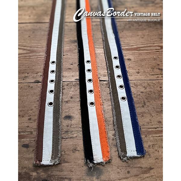 《半額SALE》ベルト メンズ レディース 男女兼用 カジュアル ユーズド風 レザー フリー BELT ビンテージ加工 キャンバス ボーダー ベルト | ブランド登録なし | 08