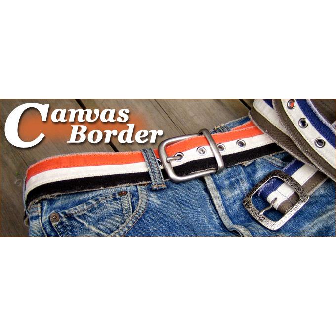 《半額SALE》ベルト メンズ レディース 男女兼用 カジュアル ユーズド風 レザー フリー BELT ビンテージ加工 キャンバス ボーダー ベルト | ブランド登録なし | 09