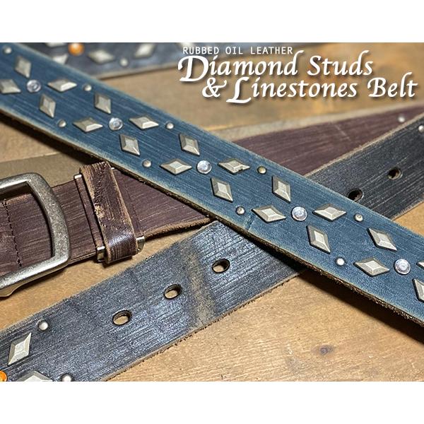 《新春セール50％OFF》ベルト メンズ 本革 牛革 カジュアル 天然皮革 HTC風 パンク ロック Diamond STUDS BELT ダイアモンドスタッズ＆ラインストーンベルト | ブランド登録なし | 05