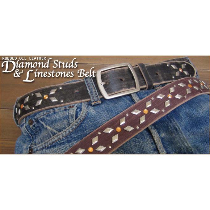 《新春セール50％OFF》ベルト メンズ 本革 牛革 カジュアル 天然皮革 HTC風 パンク ロック Diamond STUDS BELT ダイアモンドスタッズ＆ラインストーンベルト | ブランド登録なし | 09