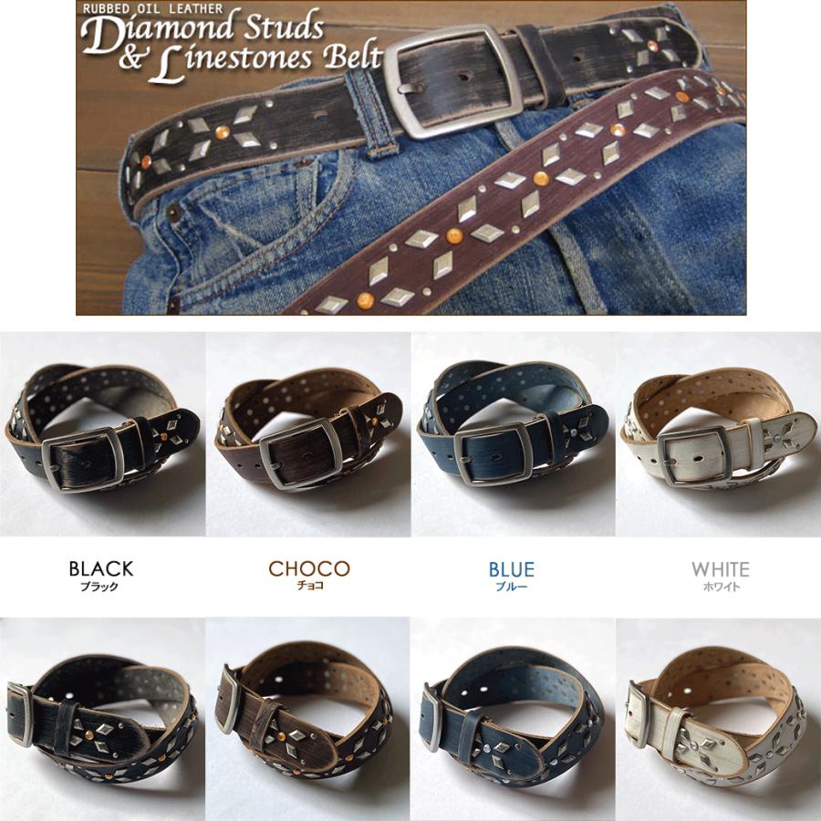 《新春セール50％OFF》ベルト メンズ 本革 牛革 カジュアル 天然皮革 HTC風 パンク ロック Diamond STUDS BELT ダイアモンドスタッズ＆ラインストーンベルト | ブランド登録なし | 10