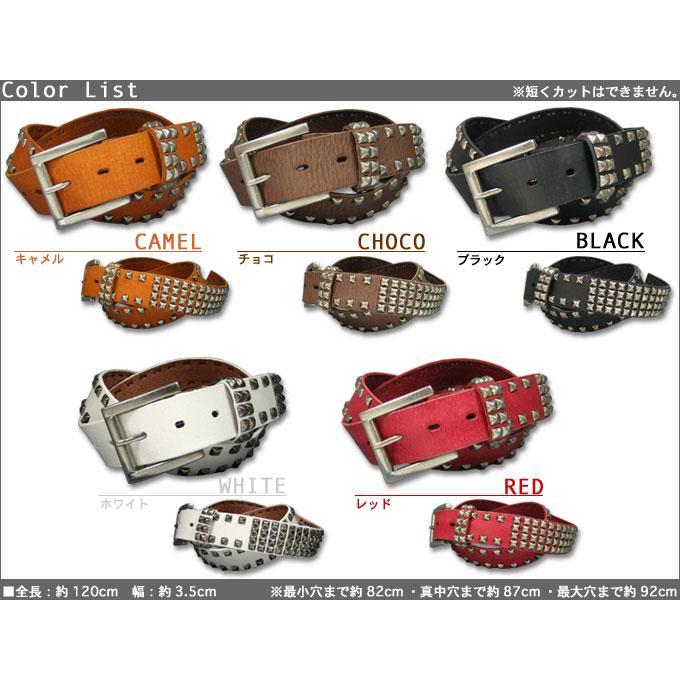 《新春！半額セール》ベルト メンズ 本革 牛革 カジュアル 天然皮革 HTC風 パンク ロック ミニ ピラミッド STUDS BELT ビンテージレザー 4連スタッズベルト | ブランド登録なし | 02