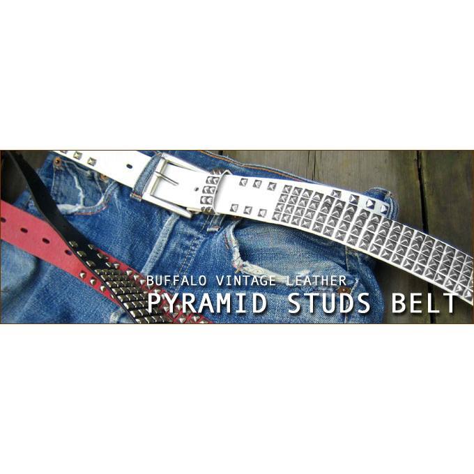 《新春！半額セール》ベルト メンズ 本革 牛革 カジュアル 天然皮革 HTC風 パンク ロック ミニ ピラミッド STUDS BELT ビンテージレザー 4連スタッズベルト | ブランド登録なし | 04