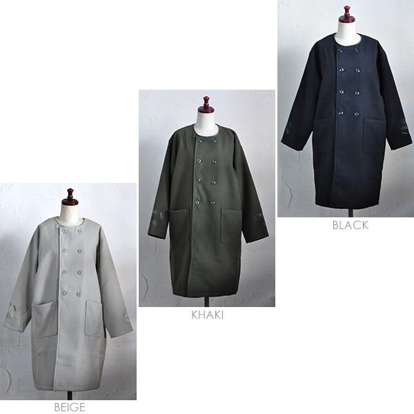 【美品】もゆる 萌 コットンデザインロングコート アート柄 ゆったり 薄手 Emago 《半額50％OFFセール》メルトン コート レディース ロング