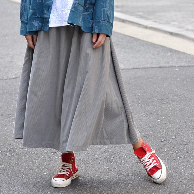 大感謝祭セール《半額以下 66%OFF》ロンスカ 暖か ゆったり 体型カバー カジュアル ナチュラル 秋冬 コール天 カットコール コーデュロイ タック ロングスカート | CHUNKY FACTORY | 14