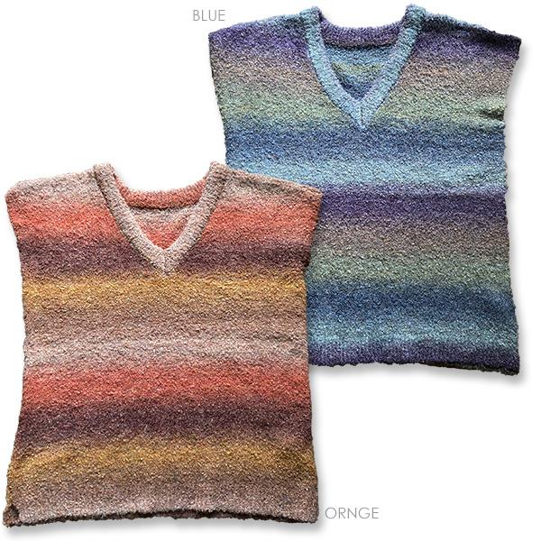 《大感謝祭 50%OFF半額セール》ニット ベスト レディース ゆったり 体型カバー 大きいサイズ 秋冬 重ね着 あったか グラデーション ブークレー ニット ベスト | ブランド登録なし | 02